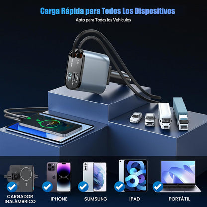 Cargador Multifuncional Retrátil para Auto Fast Energy Pro - Carga Rápida 4 en 1