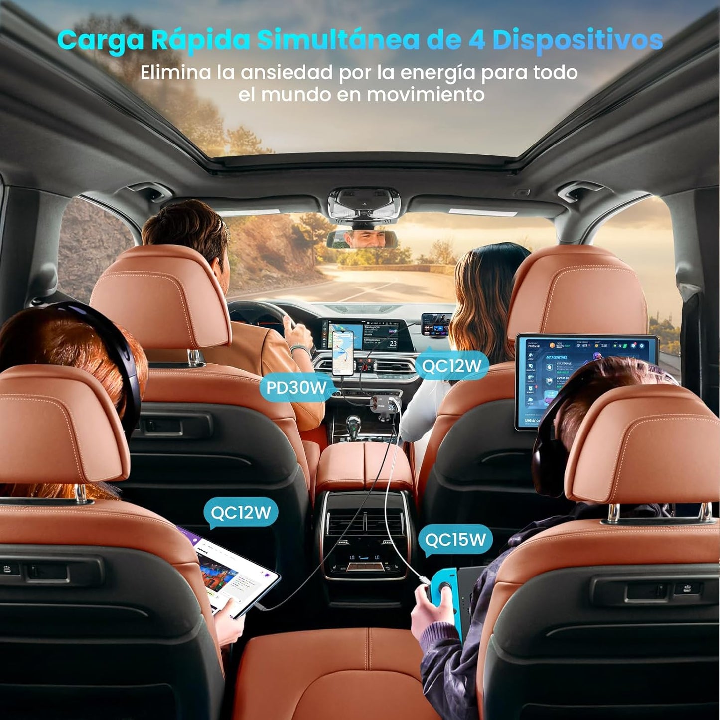 Cargador Multifuncional Retrátil para Auto Fast Energy Pro - Carga Rápida 4 en 1
