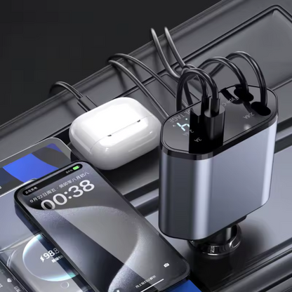 Cargador Multifuncional Retrátil para Auto Fast Energy Pro - Carga Rápida 4 en 1