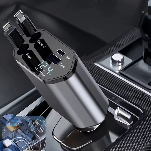 Cargador Multifuncional Retrátil para Auto Fast Energy Pro - Carga Rápida 4 en 1